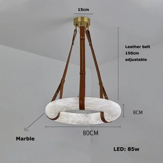 Leather Belt Marble Ring Pendant Modern  Luxury Marble Base Table Lamp