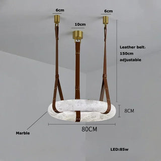 Leather Belt Marble Ring Pendant Modern  Luxury Marble Base Table Lamp
