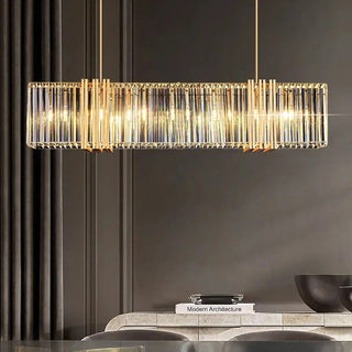 Tressa Rectangle Crystal Chandelier Chic Modern  Handcrafted Artisan Ceiling Light