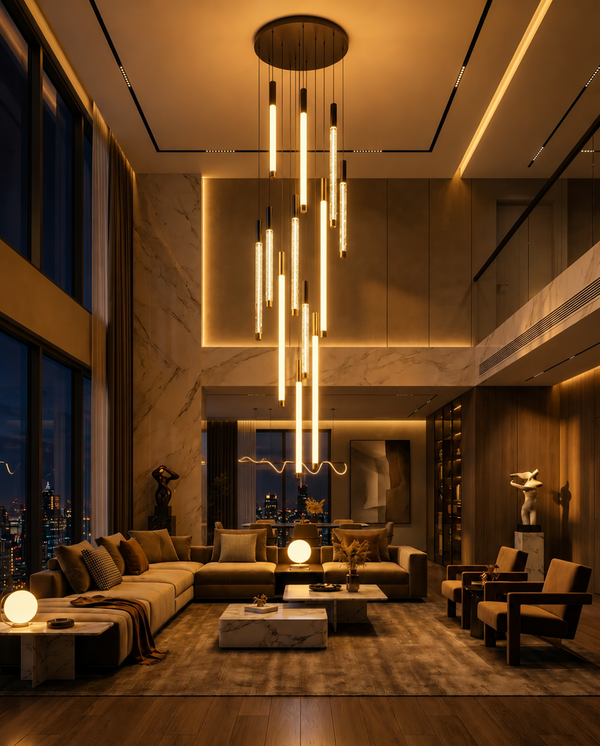 Zynella Apex: Grand Loft & Staircase LED Chandelier