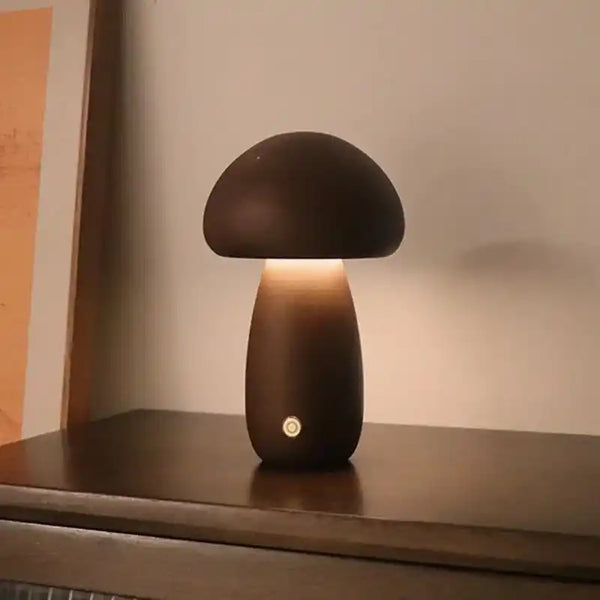 Zynella Fungi Luxe: Solid Wood Dimmable Mushroom Night Light