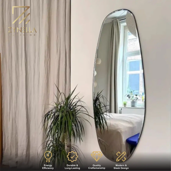 Zynella Aura Curve: Art Deco Irregular LED Full-Body Mirror