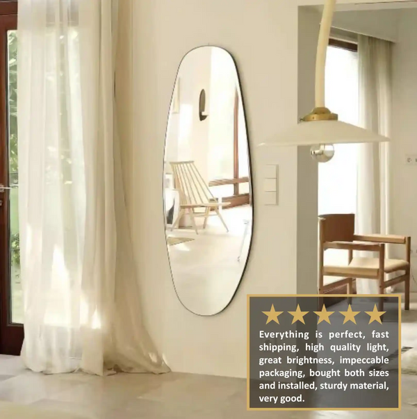 Zynella Aura Curve: Art Deco Irregular LED Full-Body Mirror