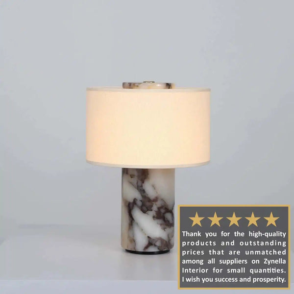 Zynella Elysian: Retro Marble & Fabric Wabi-Sabi Designer Lamp