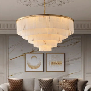 Golden Horizon Marble Chandeliers Modern  Ultra Slim LED Panel Lighting
