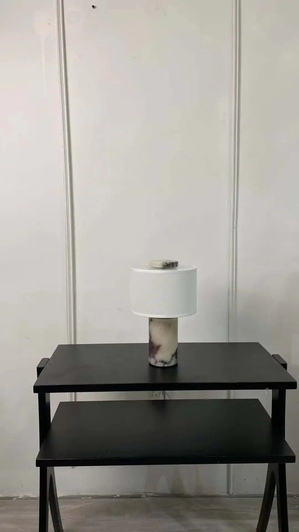 Zynella Elysian: Retro Marble & Fabric Wabi-Sabi Designer Lamp