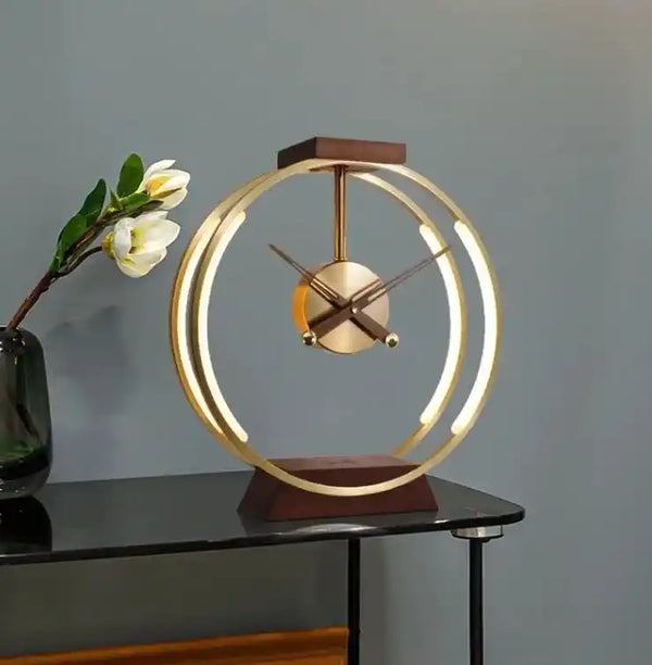 Zynella Chronos: Luxury Oak & Metal Lamp with Fast Wireless Charging