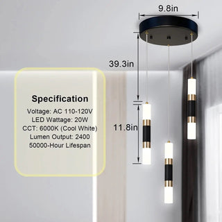 Camille Pendant Chandelier Modern  Sleek Linear Suspension Light
