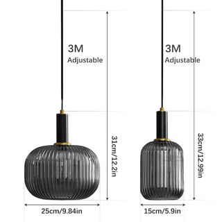 Nordic Vintage Style Striped Glass Pendant Modern  Vintage Brass Accent Lighting