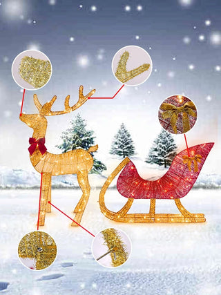 Holiday Glow Reindeer Sleigh Modern  Art Deco Inspired Illumination