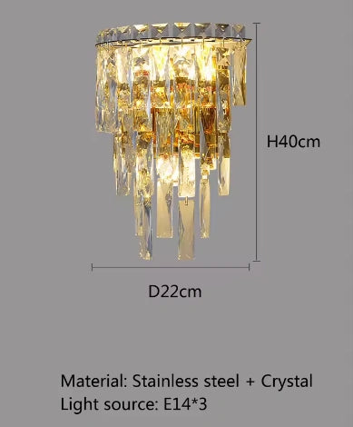 Zynella Modern Double Layer Crystal Wall Lamp – Luxury Gold/Silver Bedside Sconce