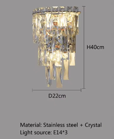 Zynella Modern Double Layer Crystal Wall Lamp – Luxury Gold/Silver Bedside Sconce