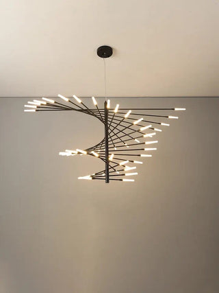 Zynella Spiral Chandelier Modern  Bohemian Rattan Woven Pendant