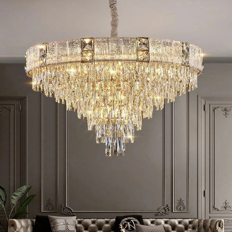 Zynella Gold Crystal Chain Pendant Chandelier