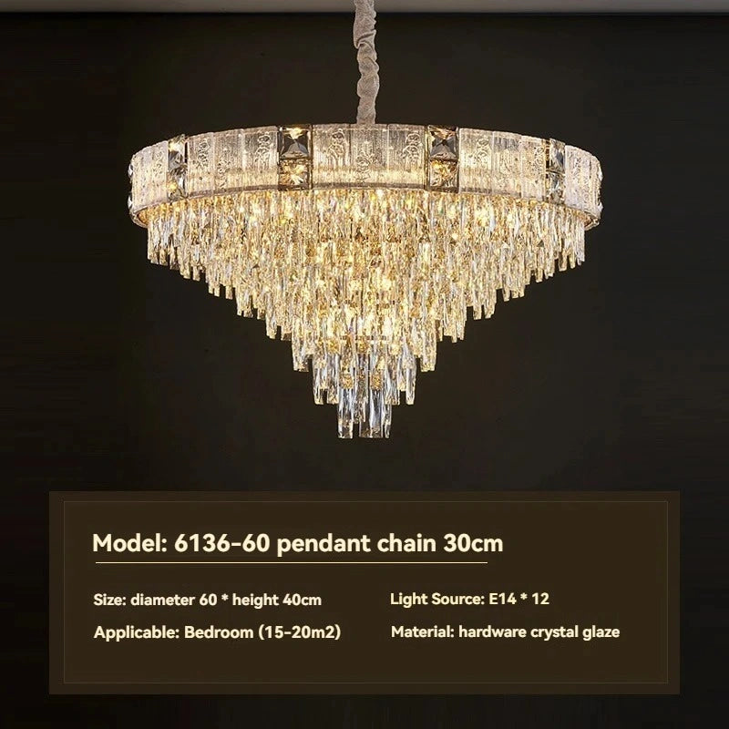 Zynella Gold Crystal Chain Pendant Chandelier