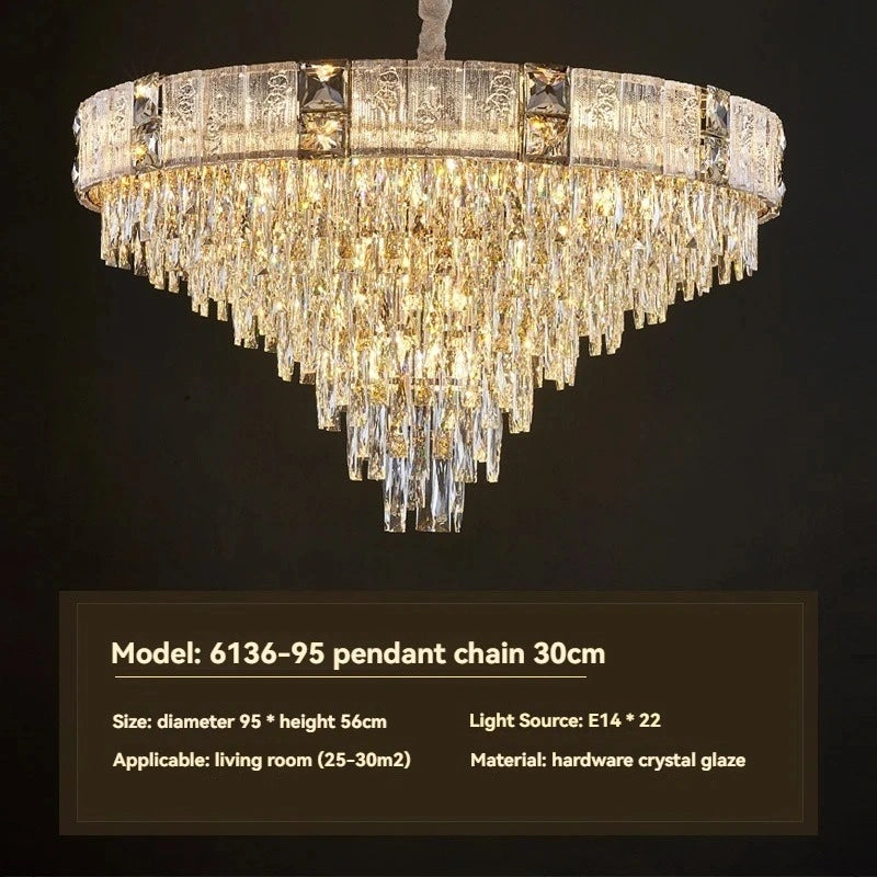 Zynella Gold Crystal Chain Pendant Chandelier