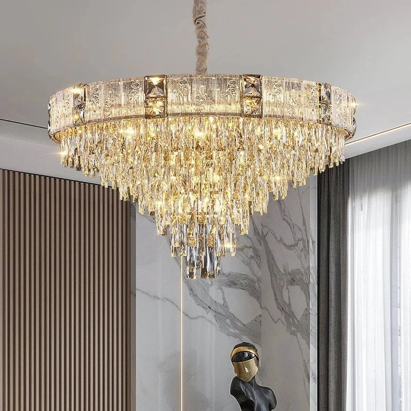 Zynella Gold Crystal Chain Pendant Chandelier