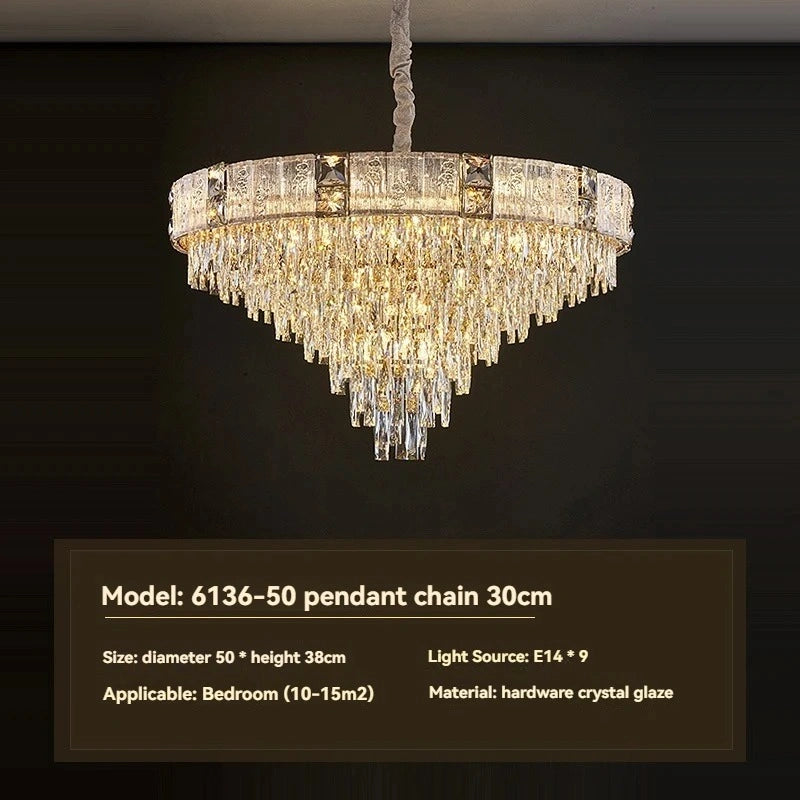 Zynella Gold Crystal Chain Pendant Chandelier