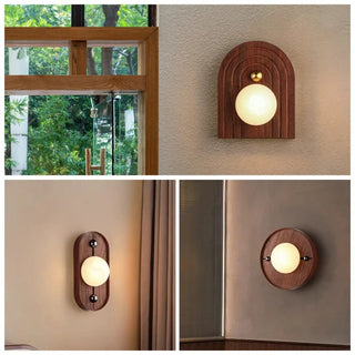 Walnut Glow Arch Wall Light Refined Modern  Vintage Brass Accent Lighting