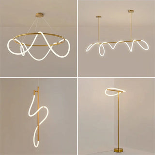 Soran Swirl Lamp Collection Opulent Modern  Sculptural Spiral LED Fixture