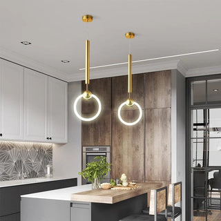 Nordic Hoop LED Pendant Lamp Modern  Ornate Antique Finish Fixture