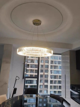 Emperor Chrome Crystal Ring Modern  Sculptural Spiral LED Fixture