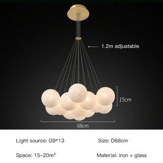 Bubble Planets Chandelier Modern  Scandinavian Wooden Accent Light