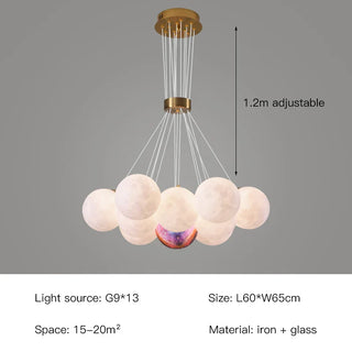 Bubble Planets Chandelier Modern  Scandinavian Wooden Accent Light