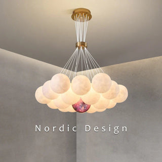 Bubble Planets Chandelier Modern  Scandinavian Wooden Accent Light