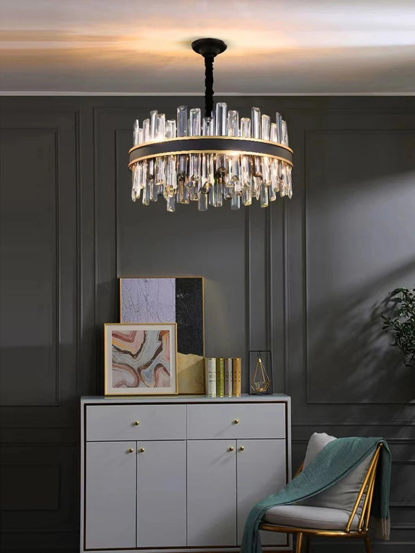 American crystal chandelier installed