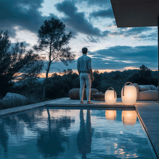 Bubble Led Outdoor lanterns Modern  Scandinavian Wooden Accent Light