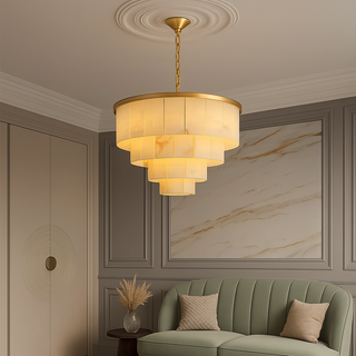 Golden Horizon Marble Chandeliers Modern  Ultra Slim LED Panel Lighting