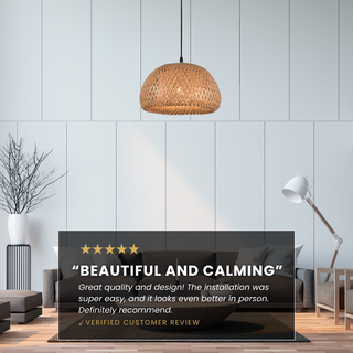 Bamboo basket Lampshade Modern  Chic Glass Globe Pendant