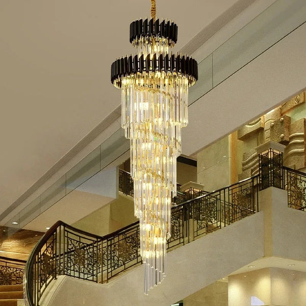 Black and gold luxury crystal pendant chandelier