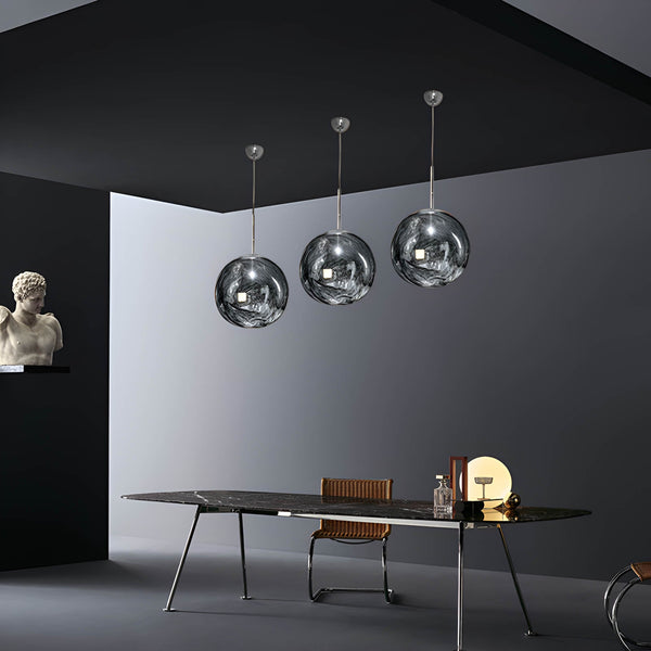 Black glass dining room light fixture