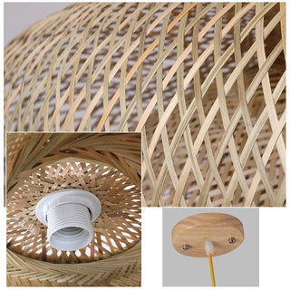 Bamboo basket Lampshade Modern  Chic Glass Globe Pendant