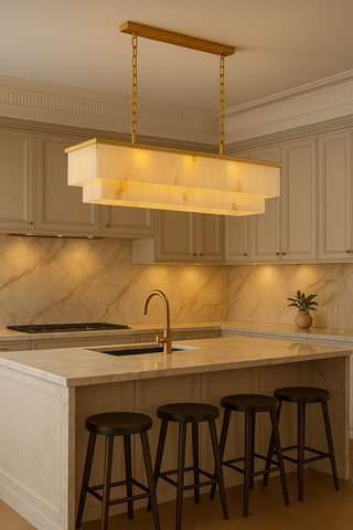 Golden Horizon Marble Chandeliers Modern  Ultra Slim LED Panel Lighting