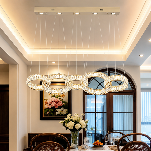 New Zynella Modern Rectangular LED Crystal Chandelier