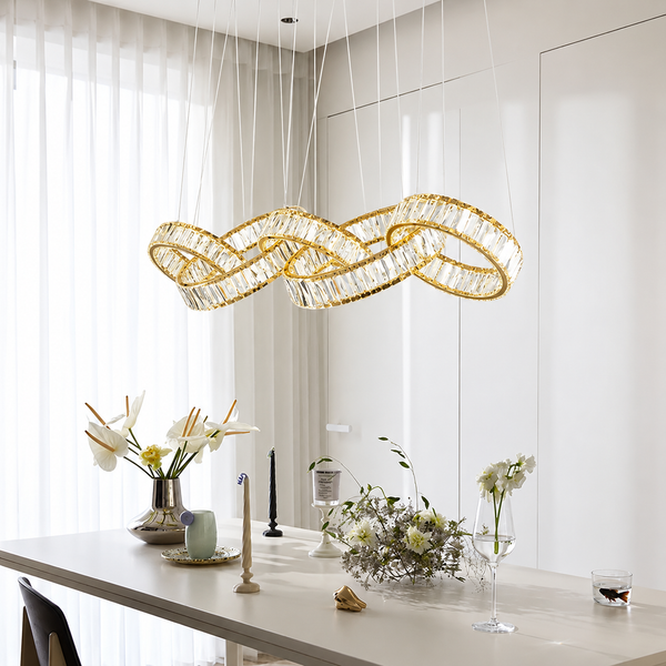New Zynella Modern Rectangular LED Crystal Chandelier