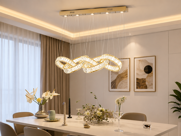 New Zynella Modern Rectangular LED Crystal Chandelier