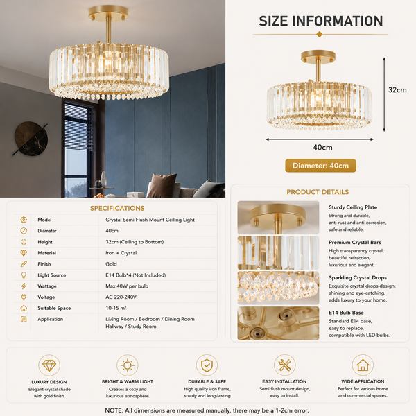 Glimmer Crystal Drum Chandelier