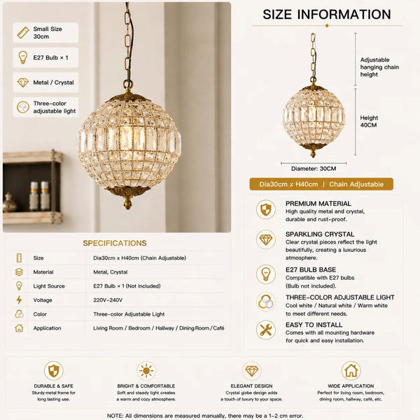 Clarion Crystal Orb Chandelier