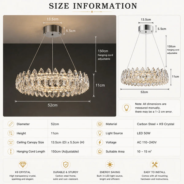 Celestial Glow K9 Crystal Chandelier