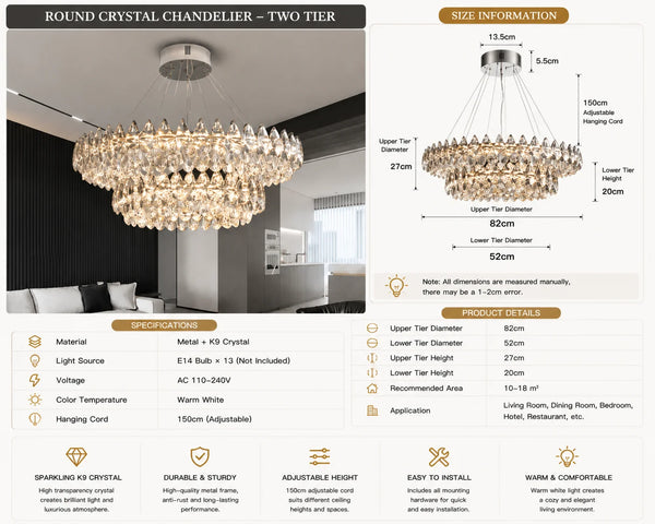 Celestial Glow K9 Crystal Chandelier