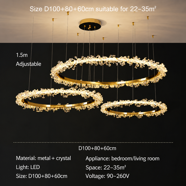Zynella Luxury Crystal Ring Pendant Chandelier