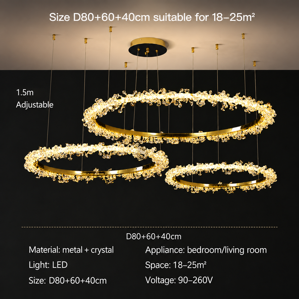 Zynella Luxury Crystal Ring Pendant Chandelier