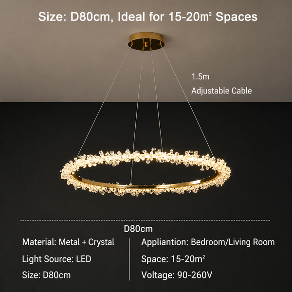 Zynella Luxury Crystal Ring Pendant Chandelier