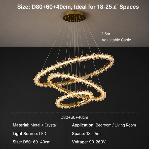 Zynella Luxury Crystal Ring Pendant Chandelier