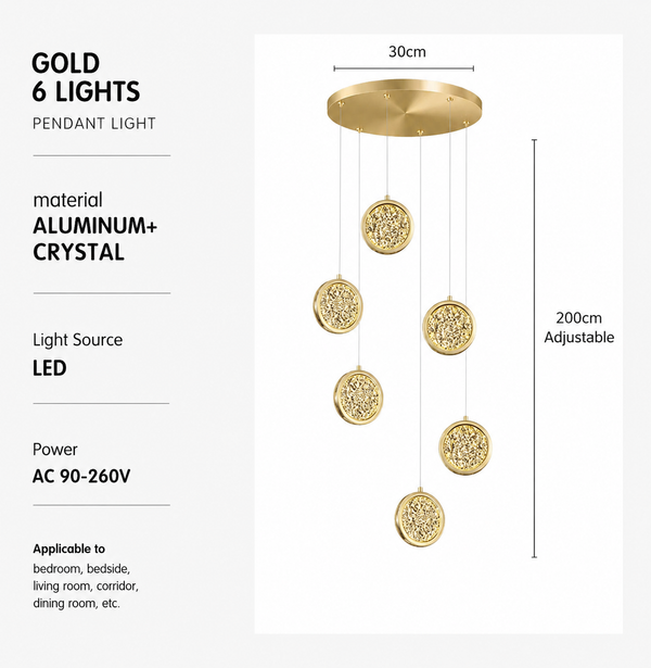 Zynella Elegant Nordic Crystal Ceiling Pendant