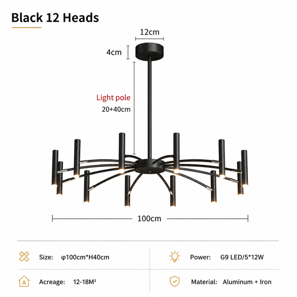Zynella "Astra" Nordic Luxury Pendant: Adjustable Designer Chandelier